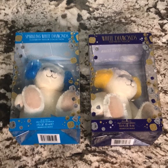 NEW Boxed 2 teddy bears Elizabeth Taylor White Diamond - Picture 2 of 9